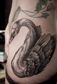 cintura lado preto cinza tinta cisne tatuagem padrão