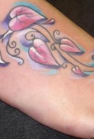 foot vest-shaped leaves and vine tattoo pattern