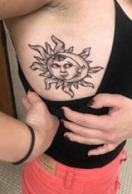 sun totem tattoo girl side ribs on the sun totem tattoo black gray picture