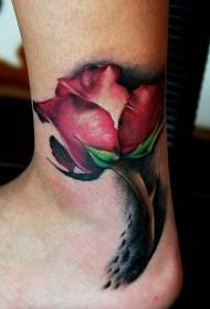 boja stopala realističan uzorak tetovaža ruža