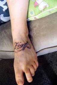 instep curled English alphabet inscription tattoo pattern