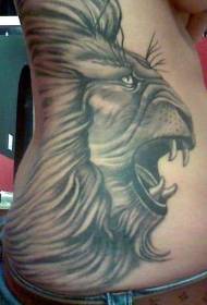 kugu gefen baki Grey roaring roaring head tattoo qaabka