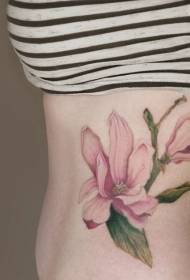model de tatuaj flori roz de talie feminină