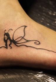 modello elegante del tatuaggio sul collo del piede nero elfo