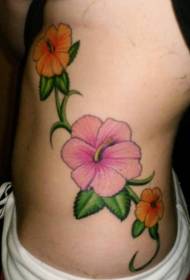talie feminină Imagine laterală tatuaj hibiscus culoare