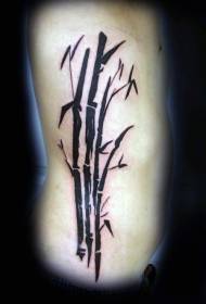 motivo del tatuaggio di bambù in stile orientale asiatico nero a coste laterali