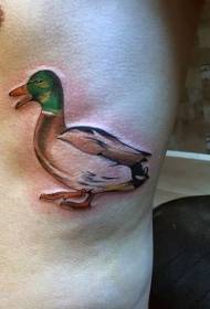 Modello di tatuaggio anatra animale di colore laterale in vita