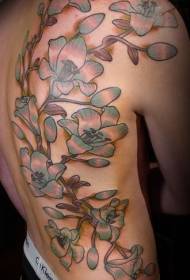 мужская спина ветки и цветы тату