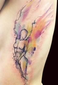 side ribs beautiful watercolor female tattoo pattern
