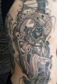 coppia di scheletri di mostri bianchi e neri fantasia a coste laterali con motivo tatuaggio cimitero