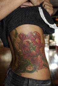 female waist color big lily flower tattoo pattern