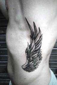 costura lateral patrón de tatuaxe de ala de fantasía negra