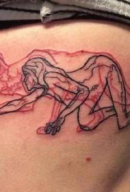 Serigala tinta abang pinggang kanthi gambar tato wanita