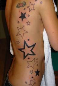 waist side simple black and white five-pointed star tattoo pattern