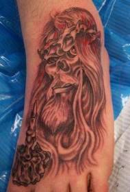 zombie Jesus tatuering mönster på instep