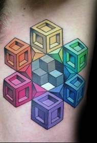 sānu ribas skaists daudzkrāsains ģeometriskais tetovējuma raksts