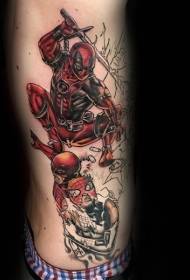 Modello di tatuaggio di colore manga arrabbiato stile cameriere morte manga