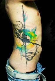 vita Cranio di colore laterale e misteriosa creatura tatuaggio