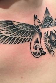 modello di tatuaggio gatto egiziano nero stile di incisione di moda