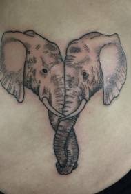 modello di tatuaggio di coppia di elefanti spinosi a punta media