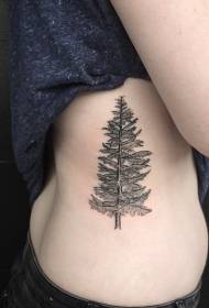 stransko rebro preprost črni osamljen drevesni vzorec tatoo