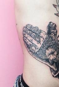 oldalsó borda fekete vonal manipulátor és virág tetoválás minta