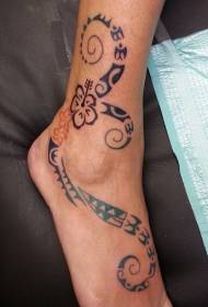 instep female art totem Tattoo pattern