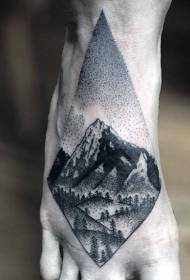 instep Thorn fekete gyönyörű hegyi kilátás tetoválás mintával