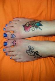 fem instep koulè vale vale ak modèl tatoo renmen