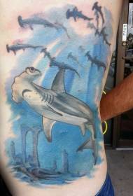 Új iskolai derék cápa víz alatti tetoválás minta