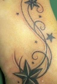 pėdos juodos ir baltos penkiakampės žvaigždės tatuiruotės modelis 112957 pėdos pilka maža šviežio kiaulpienės tatuiruotės schema