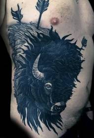 motivo tatuaggio freccia bisonte nero scuola nuova costola laterale