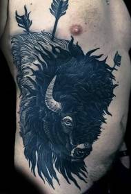 Säit Ripp New School Black Bison Pfeil Tattoo Muster