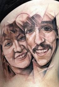 modello di tatuaggio di coppia in stile pietra grigia grigia sul lato della vita