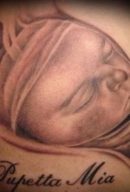 Newborn Face Portrait Tattoo Pattern