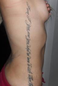 moteriškas juosmens šonas juodas angliškas tatuiruotės raštas