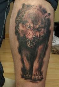 Gambar tato realistis kaki coklat serigala