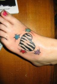 Wreef zebra patroon hartvorm en pentagram tattoo patroon