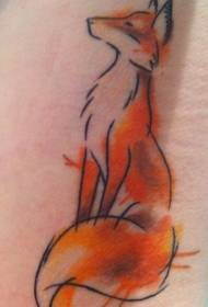 motivo tatuaggio volpe semplice fatto in casa di colore sul lato della vita
