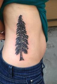 motif de tatouage de pin noir réaliste côté taille
