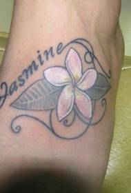 instep söpö jasmiini englannin aakkosten tatuointikuviolla