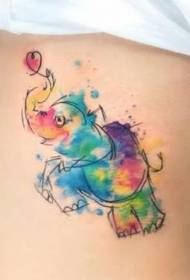 side rib sjov akvarel stil elefant tatovering mønster