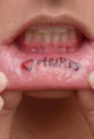 kvinnelige lepper engelsk alfabet tatoveringsmønster
