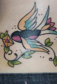 waist color flying swallow tattoo pattern