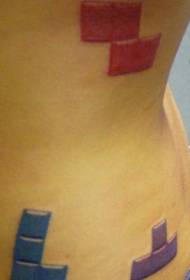 color waist side Tetris puzzle tattoo pattern