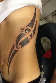 side rib black tribal totem tattoo pattern