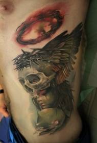 derék oldalán rejtélyes ördög nő tetoválás minta