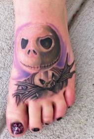 Peito de peito do pé colorido e padrão de tatuagem de cabeça de monstro pequeno