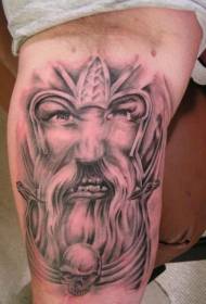 Angry Viking Warrior Portrait Tattoo Pattern