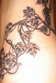 cintura lado preto marrom folha videira tatuagem padrão